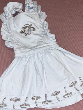 Kate Quinn, Light Blue Mushroom Embroidered Ruffle Kids Dress